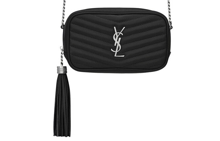 SAINT LAURENT LOU Grained Embossed Quilted Leather Camera Bags Crossbody Bag Shoulder Bag Women's Black