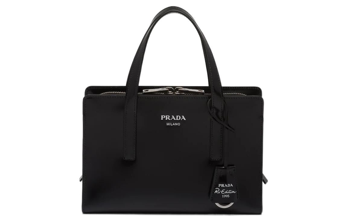 PRADA Re Edition 1995 Brushed Leather Mini Handbag Black