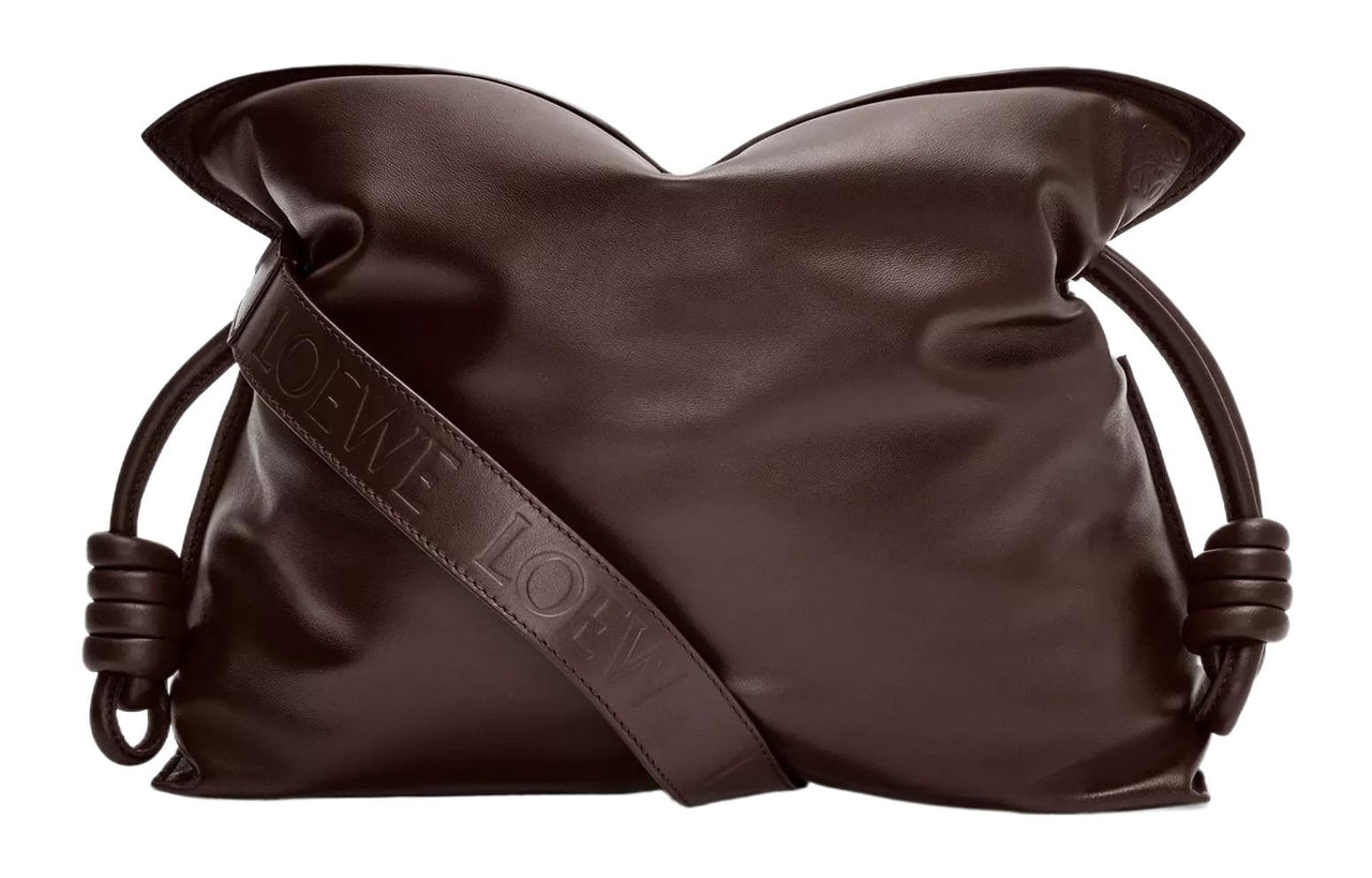 LOEWE Flamenco Bright Nappa Sheepskin One Shoulder Crossbody Clutch Regular Women's Dark Chocolate