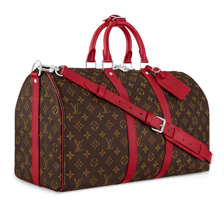 LOUIS VUITTON Keepall Coated Canvas Travel Bag Men's Silk Red