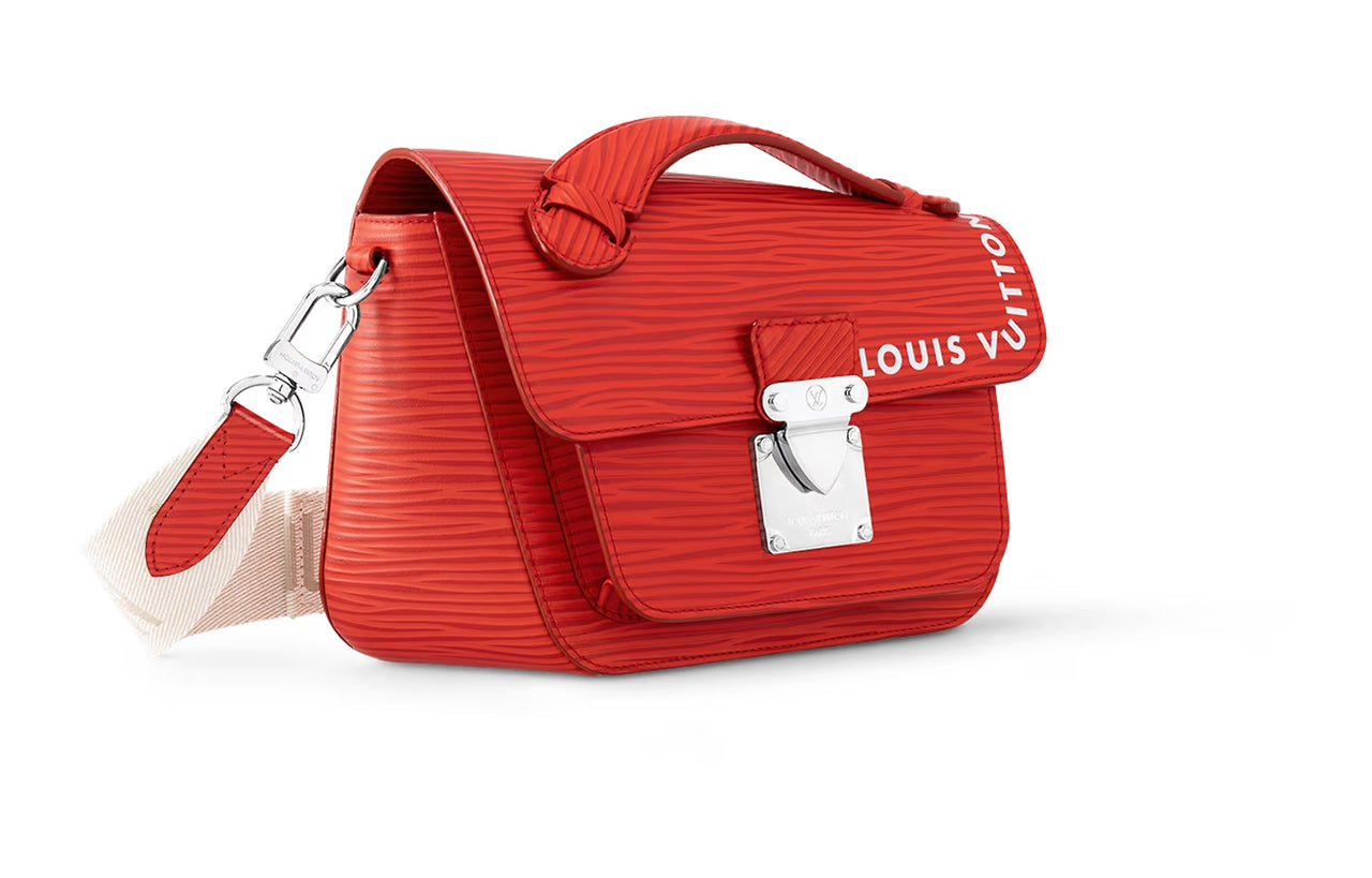 LOUIS VUITTON Monceau Cow Leather Shoulder Bag Crossbody Bag Handbag Regular Men's Vermilion