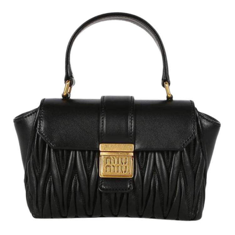 MIU MIU Lambskin Shoulder Bag, Crossbody Bag, Handbag Women's Black