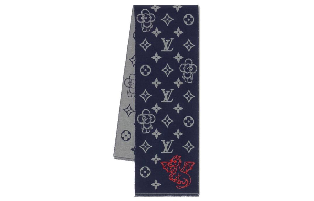 LOUIS VUITTON Knit Scarves Men's Dark Blue
