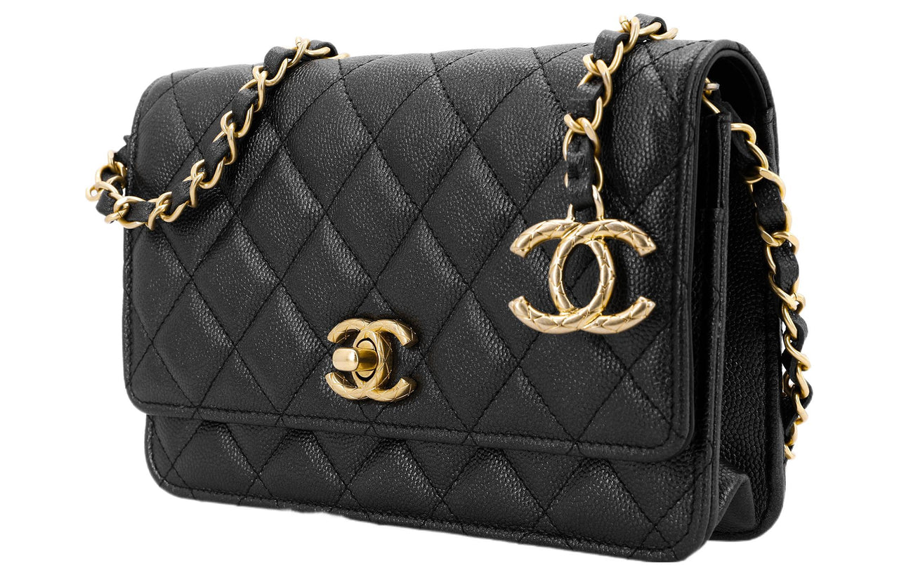 CHANEL WOC Calfskin Shoulder Bag Crossbody Bag Women's Black