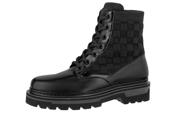 LOUIS VUITTON Flat Ranger Ankle Boots 'Black With Plaid'