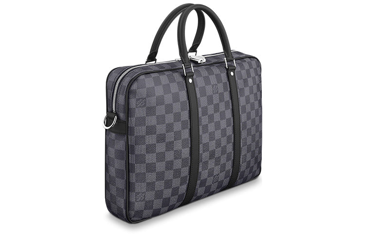 LOUIS VUITTON Canvas Briefcase, Laptop Bag, Shoulder Bag, Crossbody Bag, Handbag Small Size Men's Black