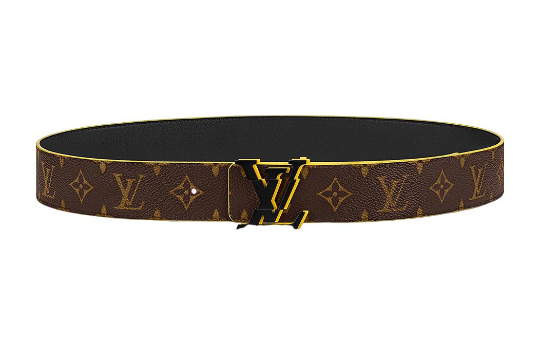 LOUIS VUITTON Cow Leather Belts Men's Brown Width 4cm