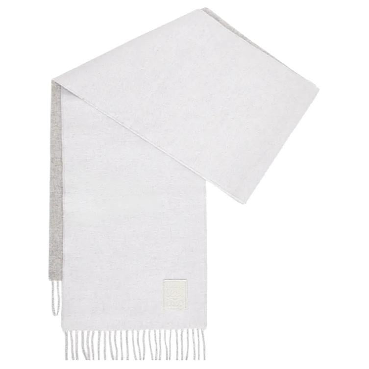 LOEWE Cashmere Knit Scarves Women's White/Light Gray