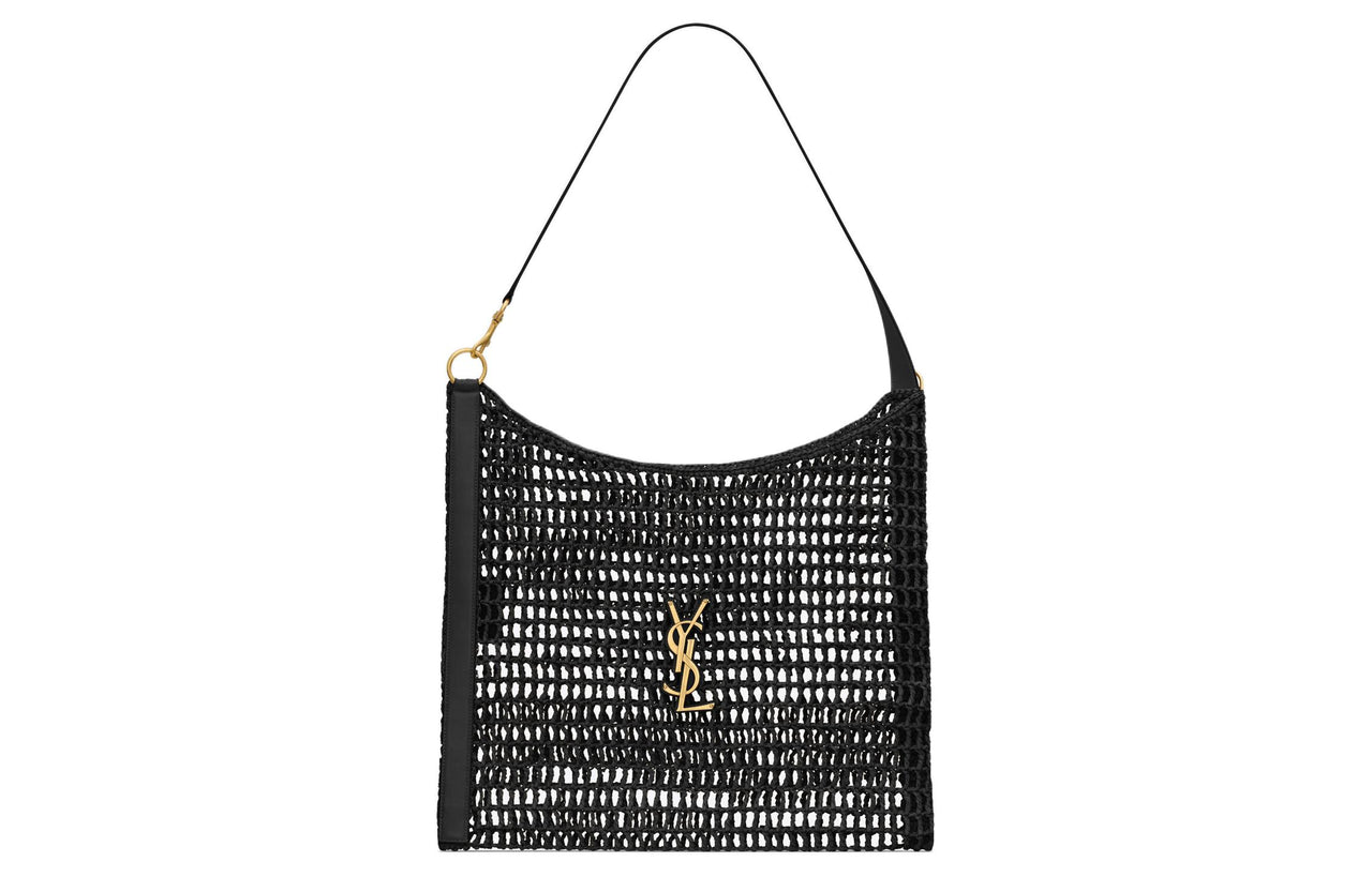 SAINT LAURENT Raffia Handbag, Shoulder Bag Men's Black