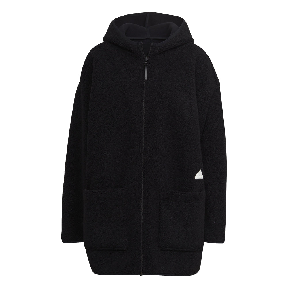 (WMNS) adidas Polar Fleece Long Hooded Track Top 'Black' HM2841