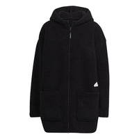 (WMNS) adidas Polar Fleece Long Hooded Track Top 'Black' HM2841