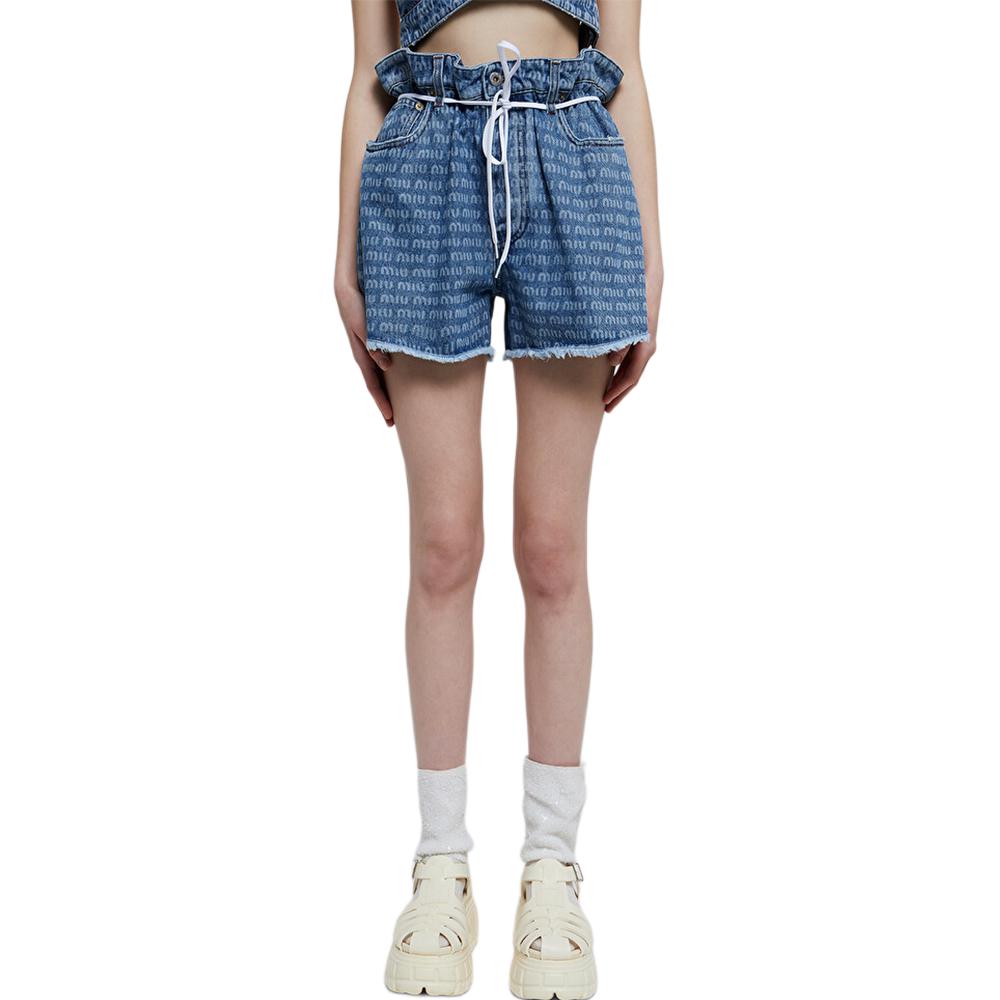 MIU MIU SS22 Denim Shorts Women's Blue