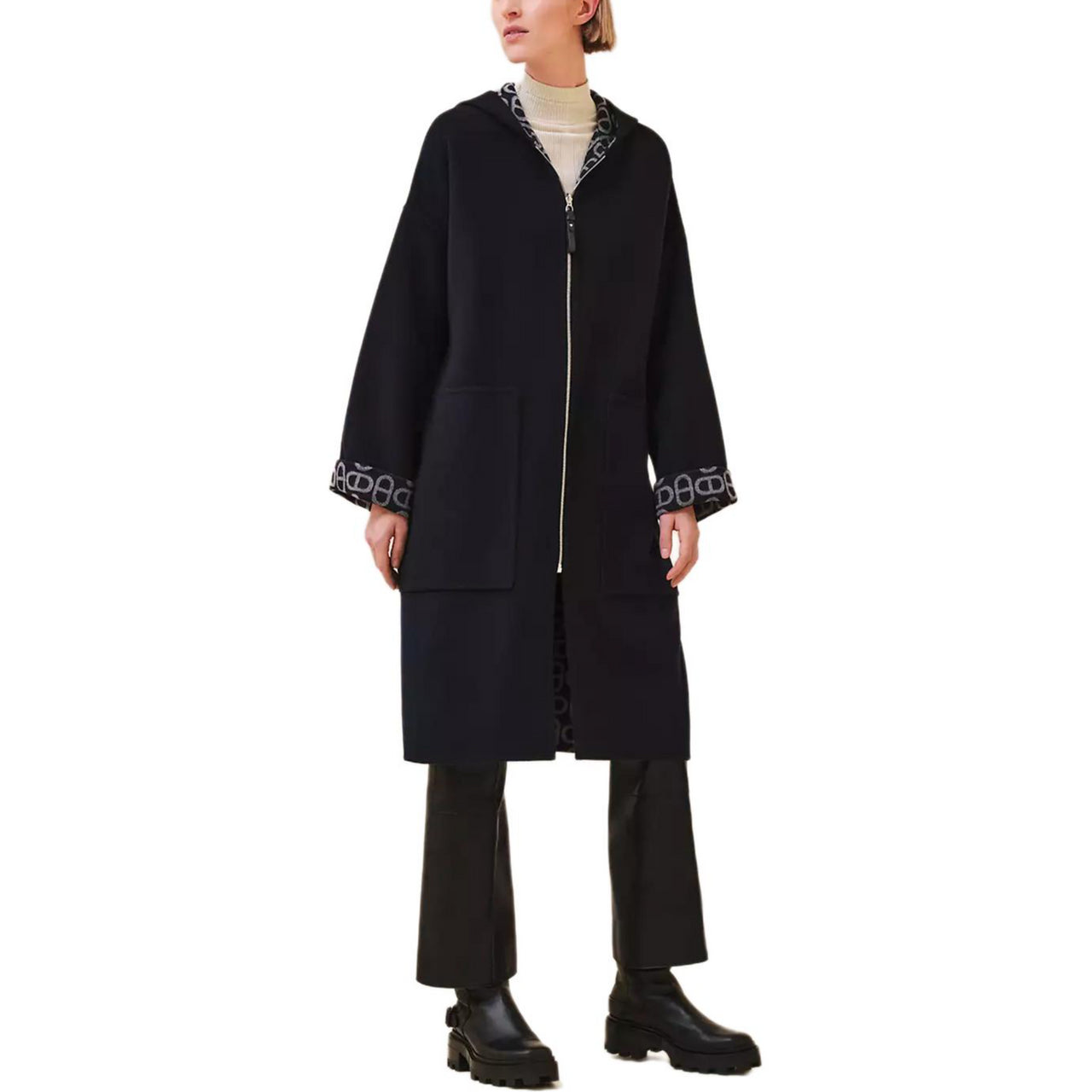 HERMES Coats Women's Marine Blue