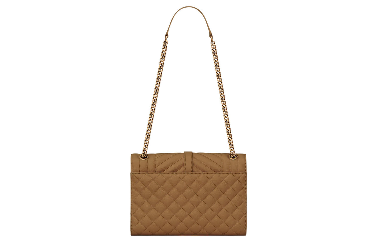 SAINT LAURENT Leather Envelope Bag, Portable Crossbody Bag, Shoulder Bag Women's Yellow