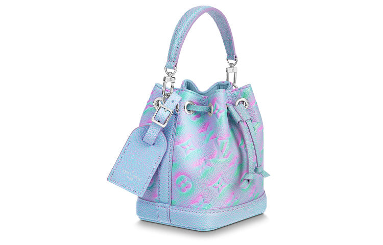 LOUIS VUITTON Painted And Embossed Cow Leather Bucket Bag, Handbag, Shoulder Bag, Crossbody Bag Mini Women's Blue