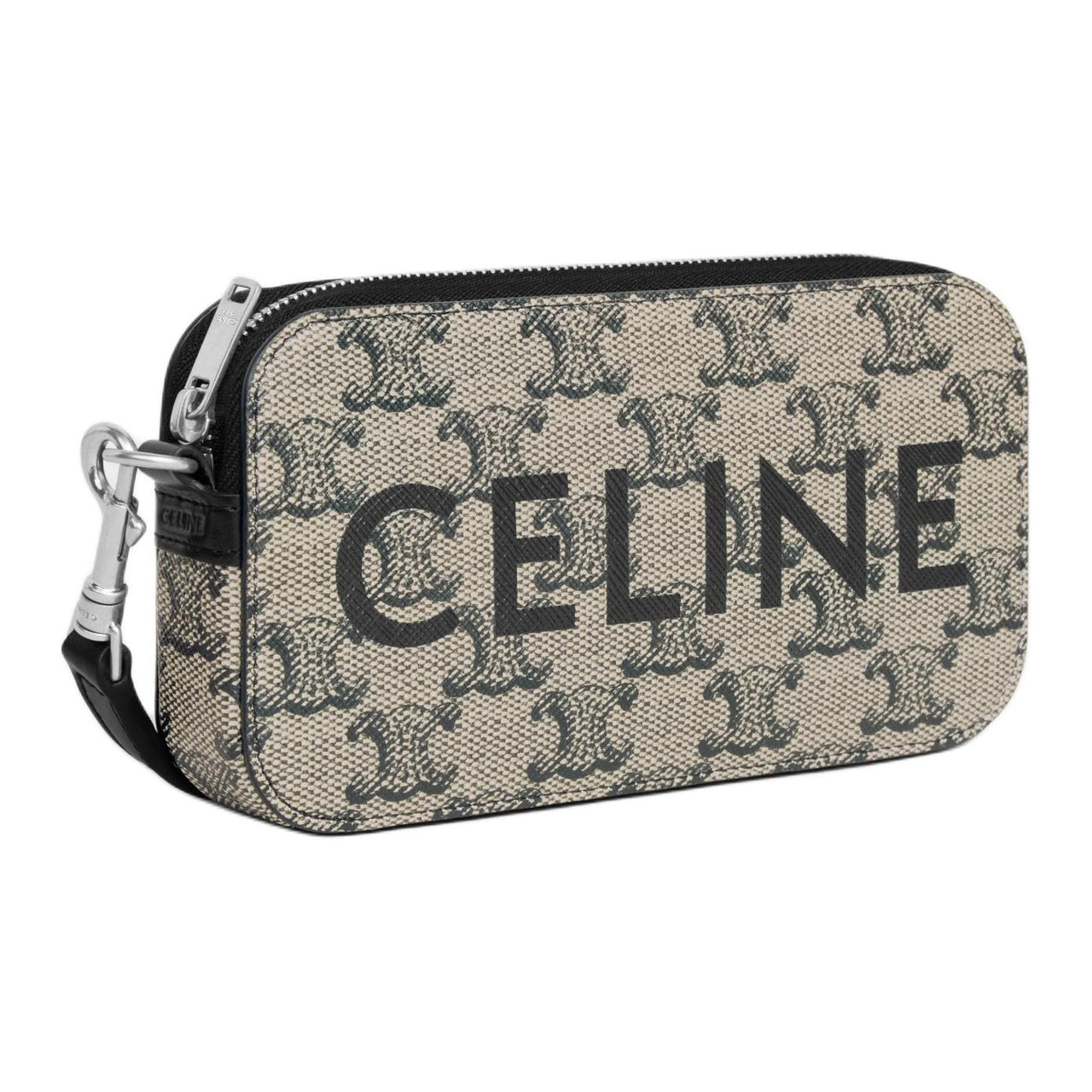 CELINE Triomphe Canvas One Shoulder Crossbody Clutches Unisex Light Brown
