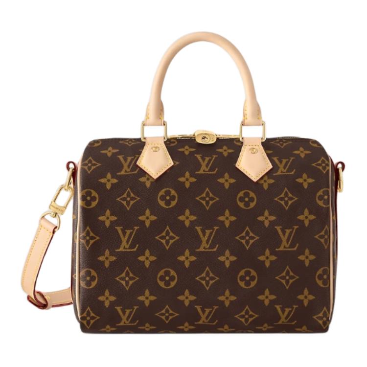 LOUIS VUITTON Speedy Coated Canvas With Leather Trim Pillow Bag, Shoulder Bag, Crossbody Bag, Handbag Women's Brown