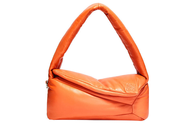 LOEWE Puzzle Hobo Shiny Nappa Sheep Leather Shoulder Bag Handbag Regular Women's Orange