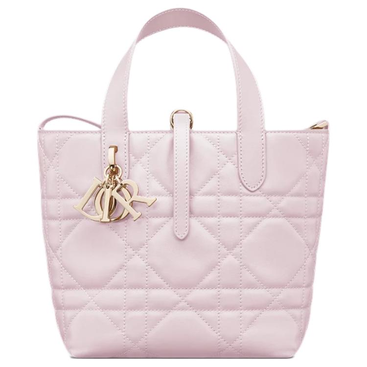 DIOR Toujours Cow Leather Basket Bag, Shoulder Bag, Crossbody Bag, Handbag Small Size Women's Light Pink