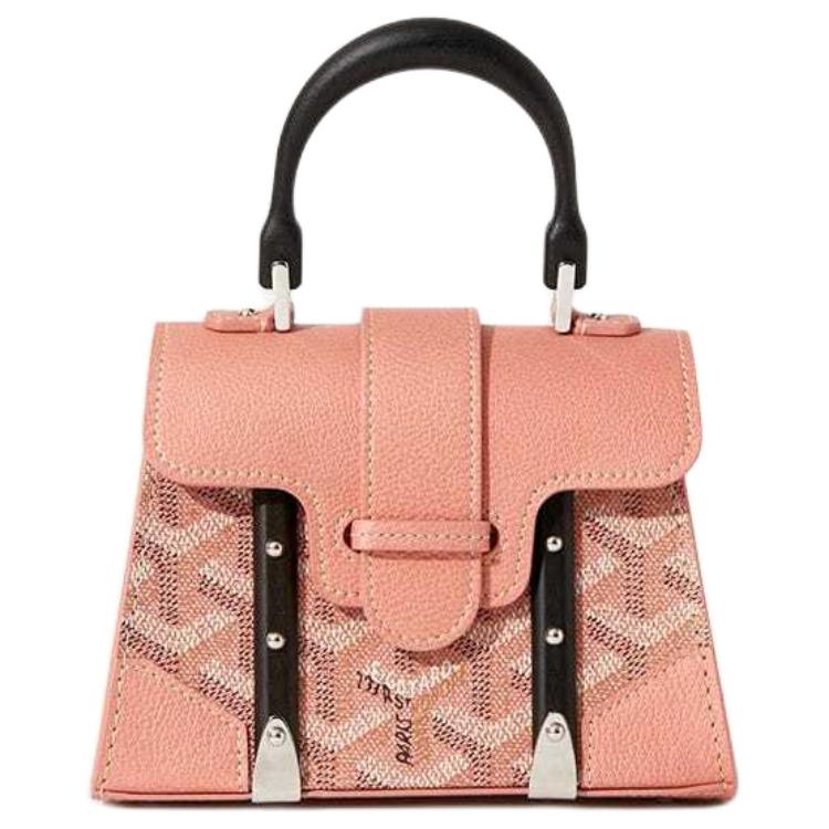 GOYARD Saigon Canvas With Calfskin Shoulder Bag Crossbody Bag Handbag Mini Women's Pearl Pink