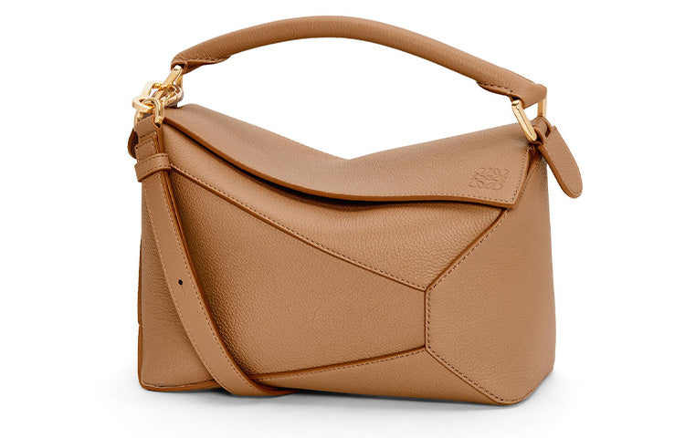 LOEWE Soft Grained Calfskin Shoulder Bag Crossbody Bag Handbag Small Size Women's Toffee Color