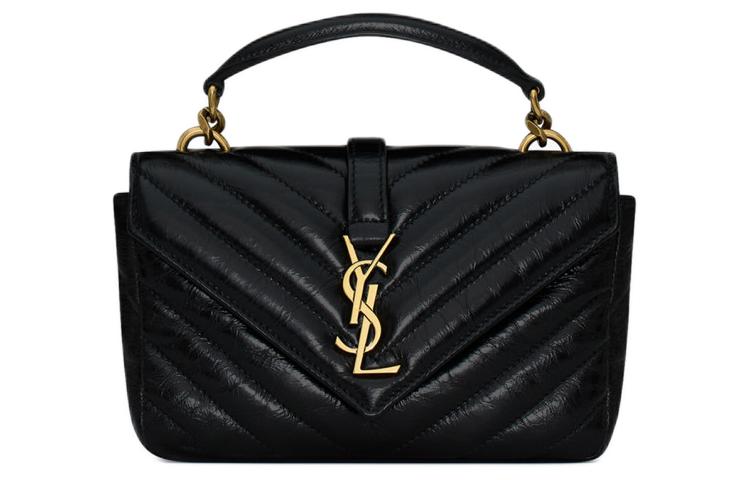 SAINT LAURENT College Cow Leather Shoulder Bag, Crossbody Bag, Handbag Mini Women's Black