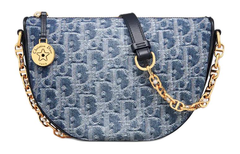 DIOR Oblique Jacquard Fabric Crossbody Bag Shoulder Bag Women's Blue