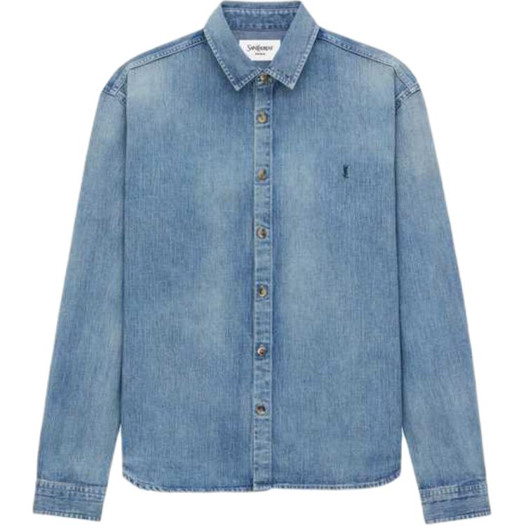 SAINT LAURENT Cassandre Button Up Denim Shirt
