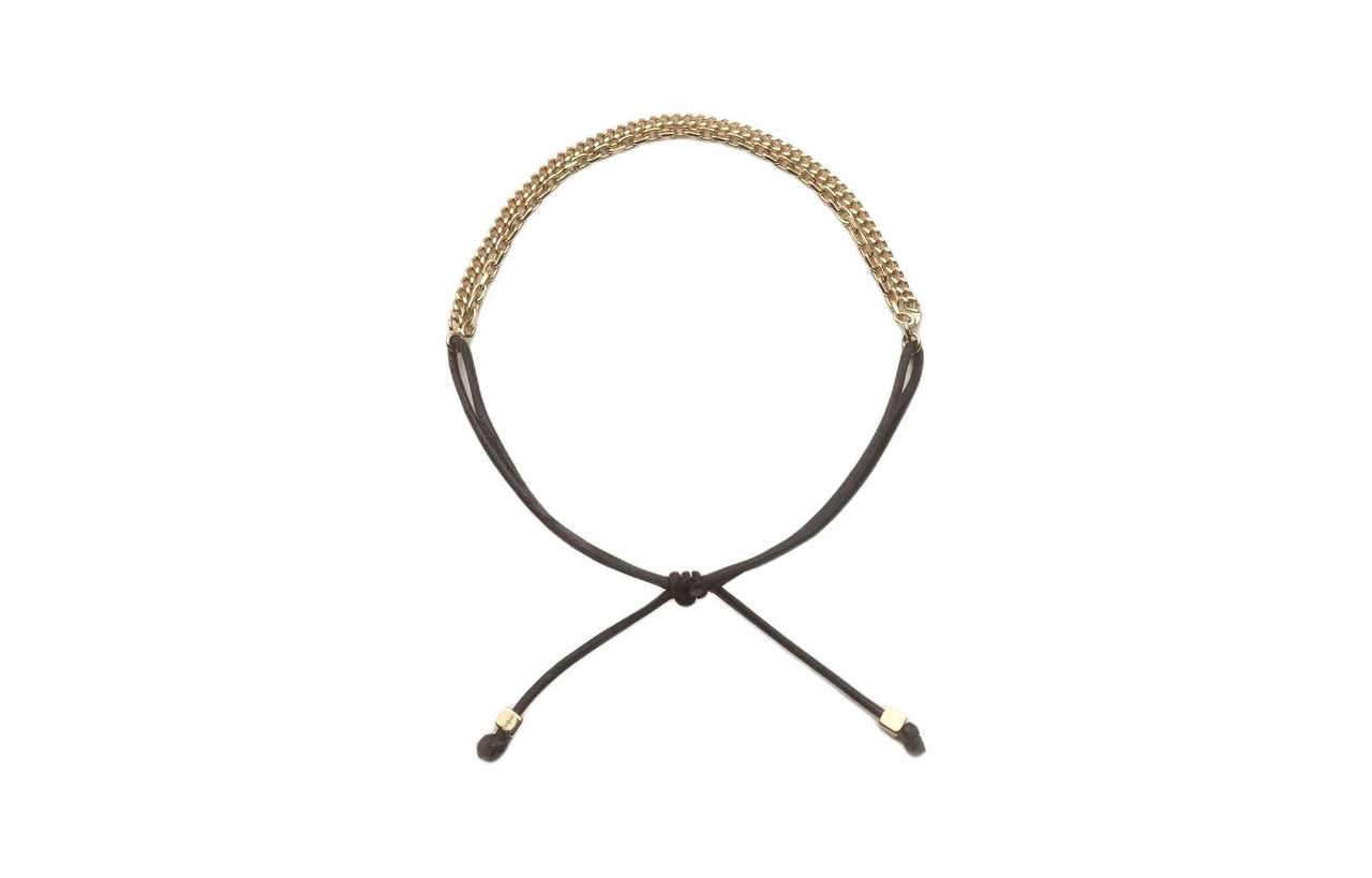 SAINT LAURENT 18 carat Gold Leather Bracelets Women's Black