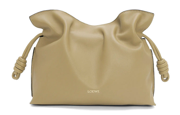 LOEWE Flamenco Nappa Cow Leather One Shoulder Crossbody Clutch Women's Clay Green