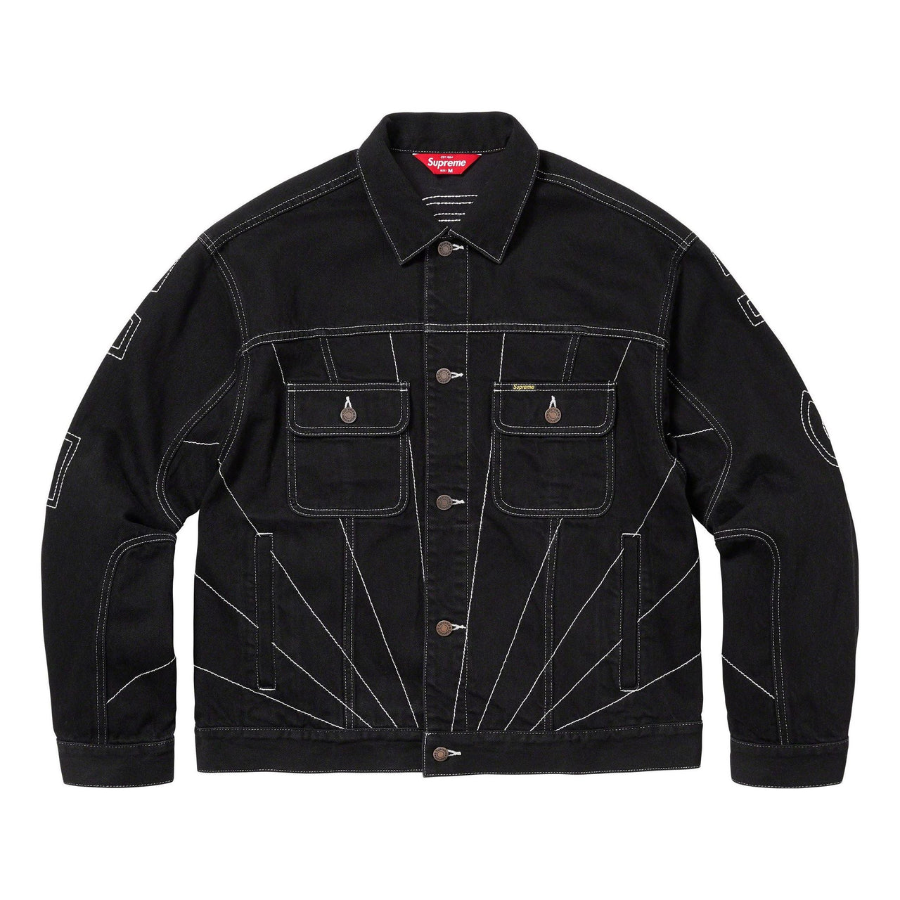 Supreme Radial Embroidered Denim Trucker Jacket 'Black White' SUP-FW23-055
