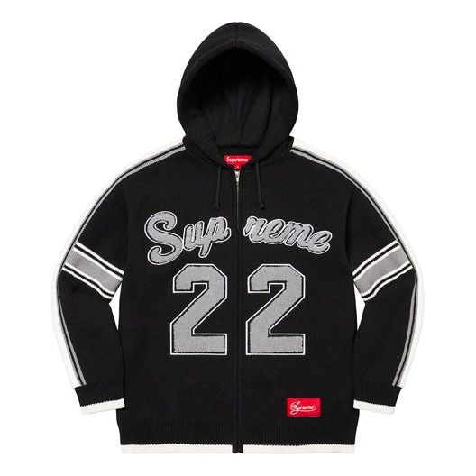 Supreme Sport Zip Up Hooded Sweater 'Black White' SUP-SS22-164