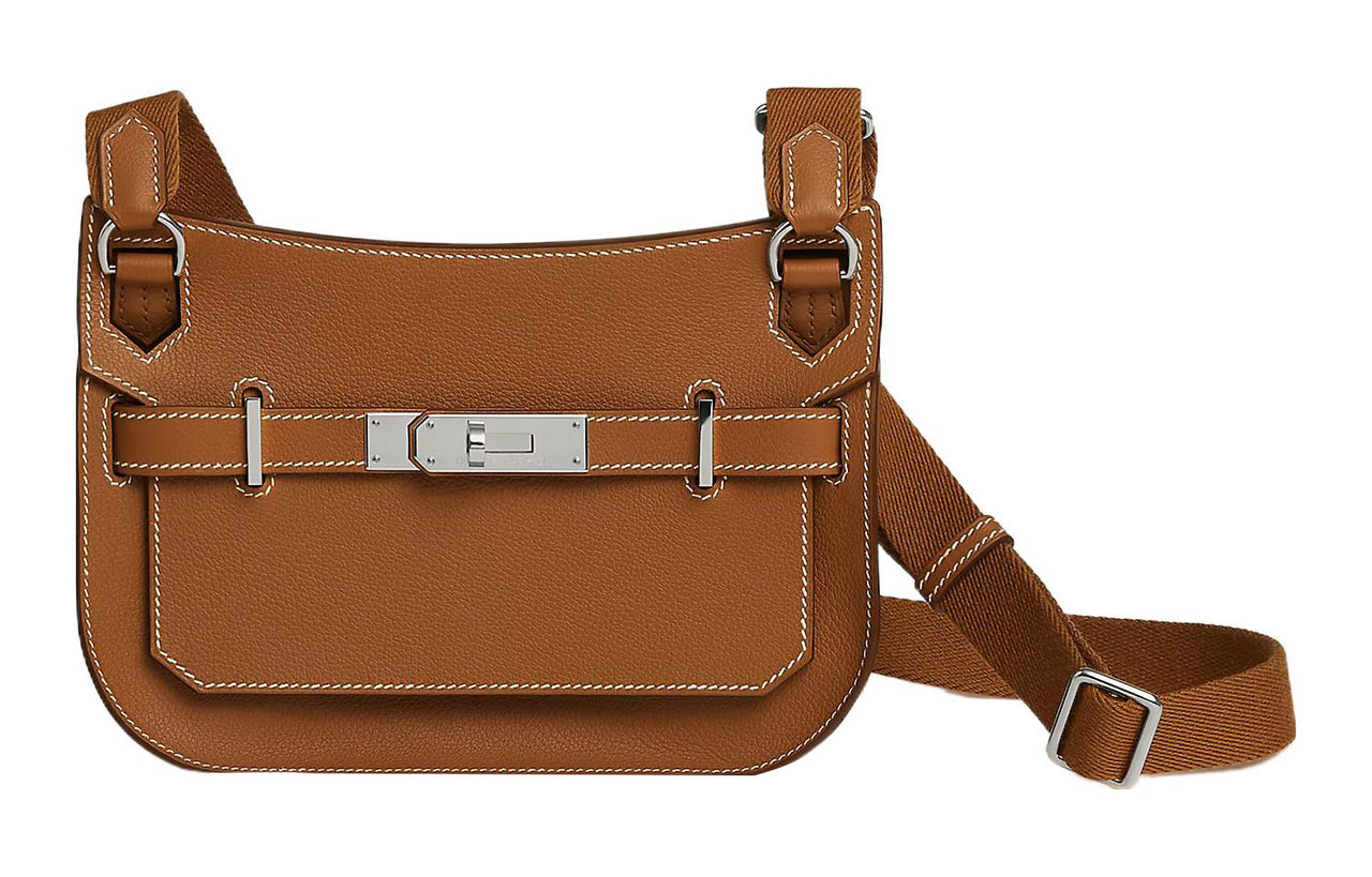 HERMES Jypsiere Evercolor Leather Crossbody Bag, Shoulder Bag Women's Gold Brown