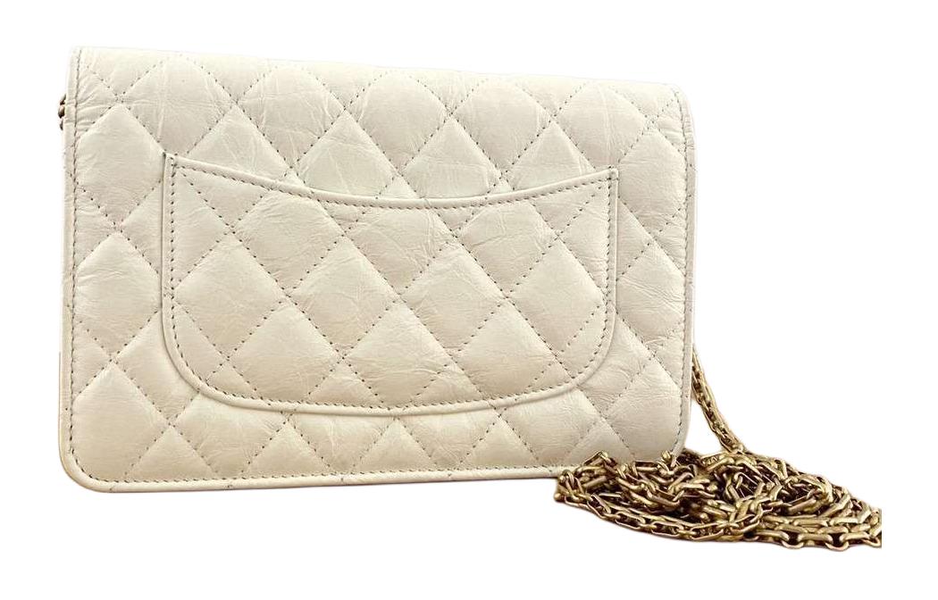 CHANEL WOC Distressed Cow Leather Crossbody Bag Shoulder Bag Women's White