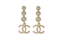 CHANEL Crystal Cc Drop Earrings