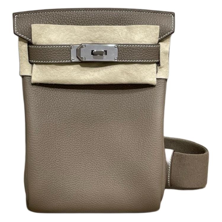 HERMES Hac A Dos Togo Calfskin Crossbody Bag Shoulder Bag Unisex 18 Etoupe Elephant Gray