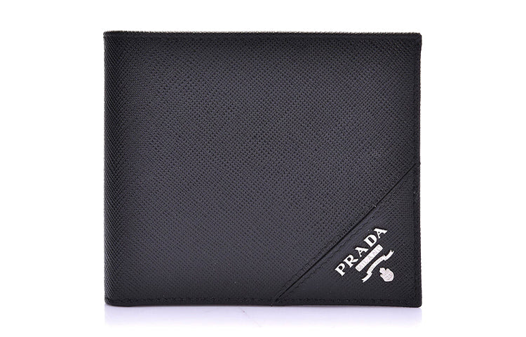 PRADA Calfskin Wallet Men's Black