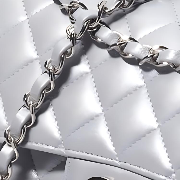 CHANEL Classic Flap CF Sheepskin Mouth Cover Bag Crossbody Bag Medium Size Women's Silver Gray