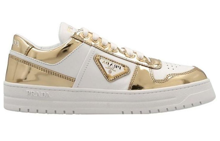 PRADA Downtown Leather Sneakers 'White Gold' Women's