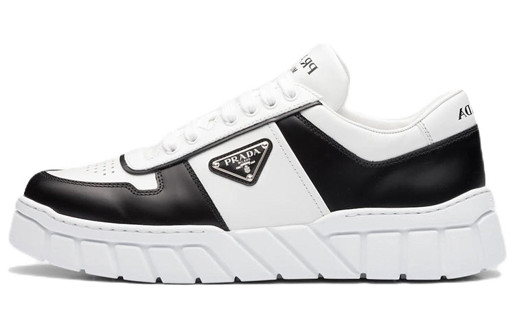 PRADA Voluminous Sneakers Leather White Black