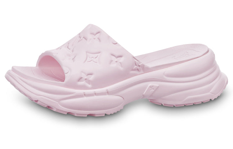 LOUIS VUITTON Pool 55 Rubber Sole Odor Resistant Slide Slippers Women's Pink