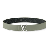 LOUIS VUITTON Canvas Leather Belts Unisex Gray 4cm