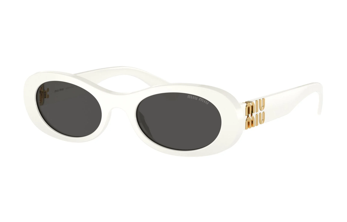 MIU MIU Acetate Oval Sunglasses Women's White