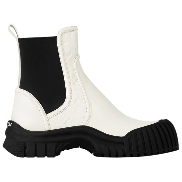LOUIS VUITTON Ruby Short Chelsea Boots Women's Beige