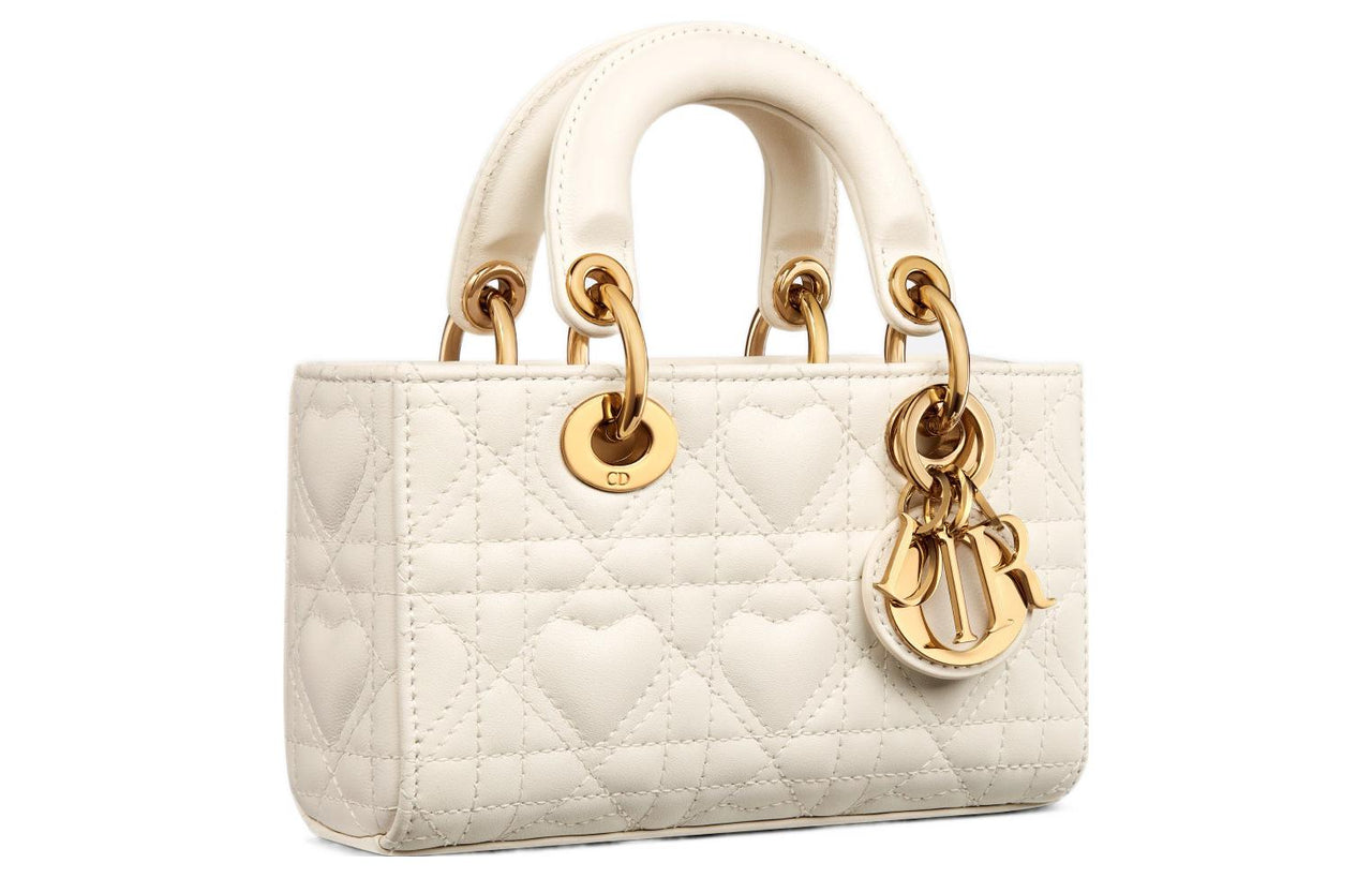 DIOR Lady D Joy Lambskin Lady Dior Bag, Shoulder Bag, Crossbody Bag, Handbag Extra Mini Women's Milk White