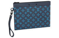 LOUIS VUITTON Calfskin Clutch Regular Unisex Marine Blue