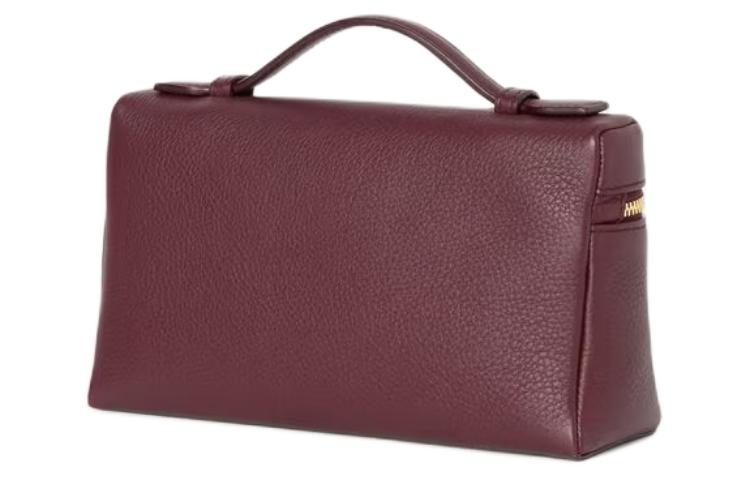 Loro Piana ExtraPocket Leather Makeup Bag Small Square Bag One Shoulder Handbag Women's Red Bean Color