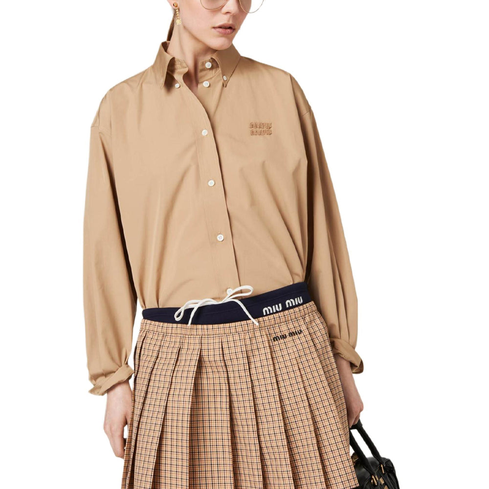 MIU MIU Logo appliqué Poplin Shirt