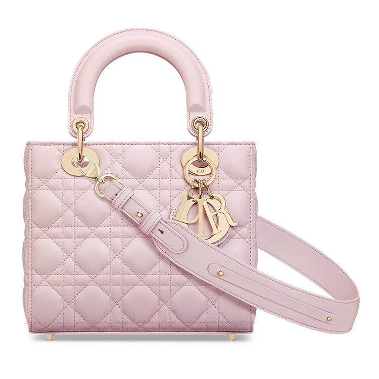 DIOR Small Lady DIOR Lambskin Handbag Women's Pink