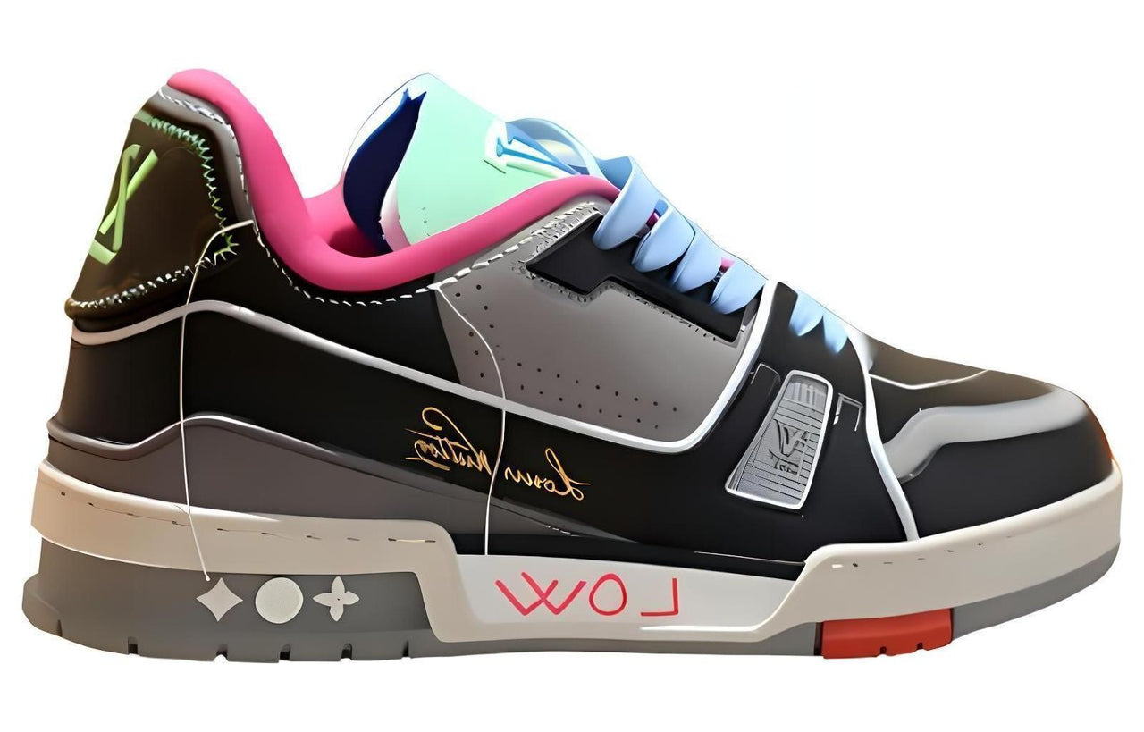 LOUIS VUITTON Trainer Thailand Limited Wear-Resistant Low-Top Skateboard Shoes Unisex Black Gray Color